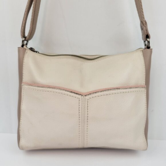 The Sak Leather Crossbody Bag With Adjustable Strap & Zip Closure Stone & Blush - Picture 1 of 15